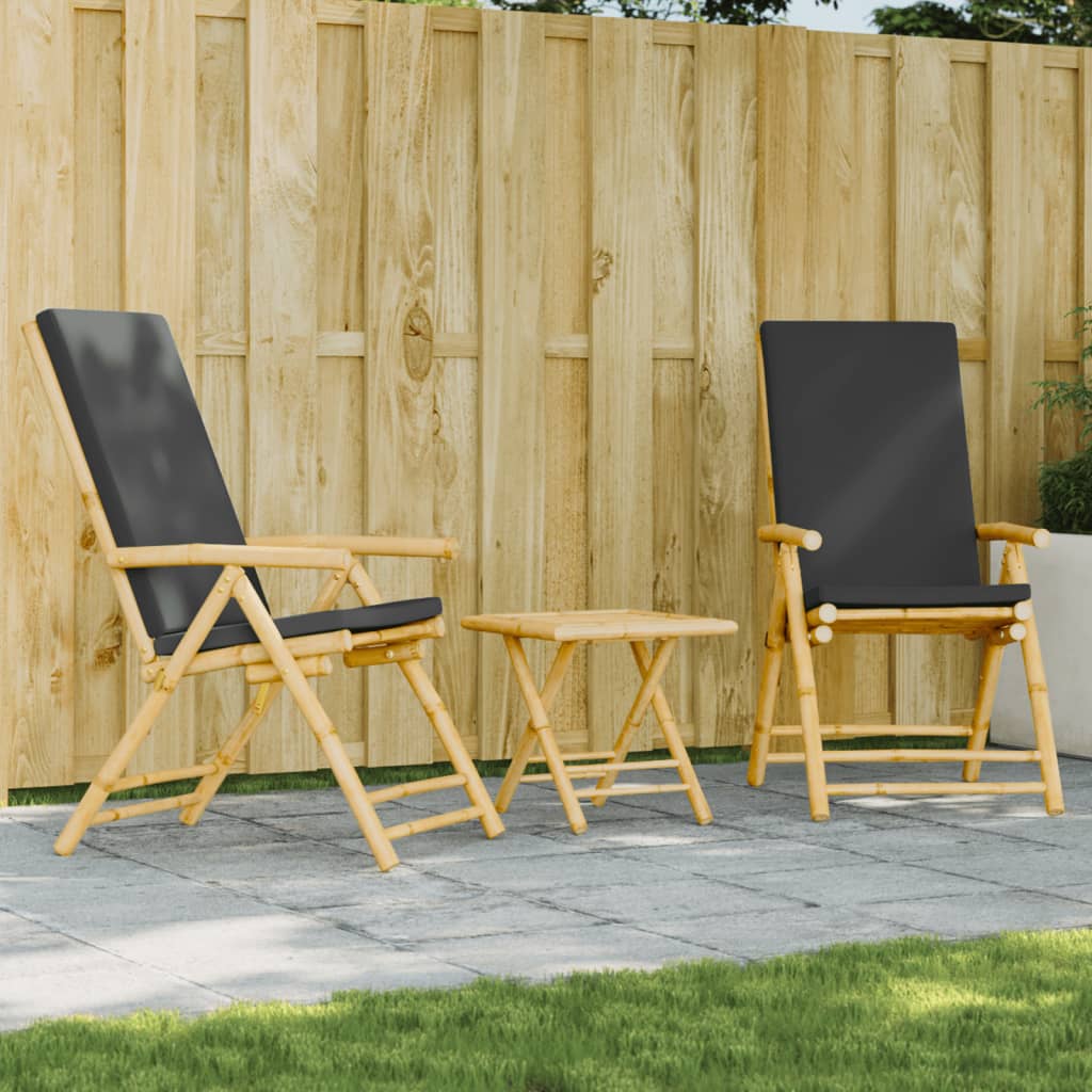 Set De Bistro Pliabil, 3 Piese, Cu Perne , Bambus