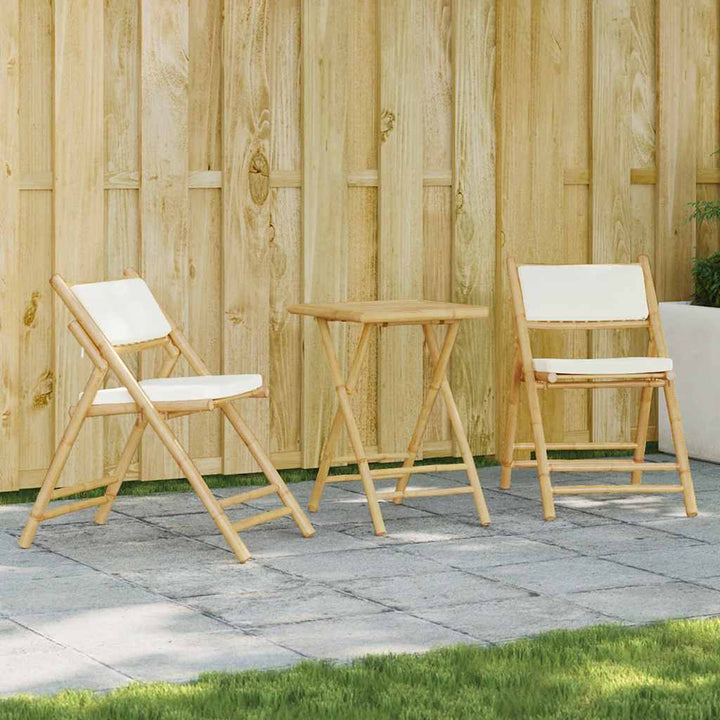 Set De Bistro Pliabil, 3 Piese, Cu Perne , Bambus