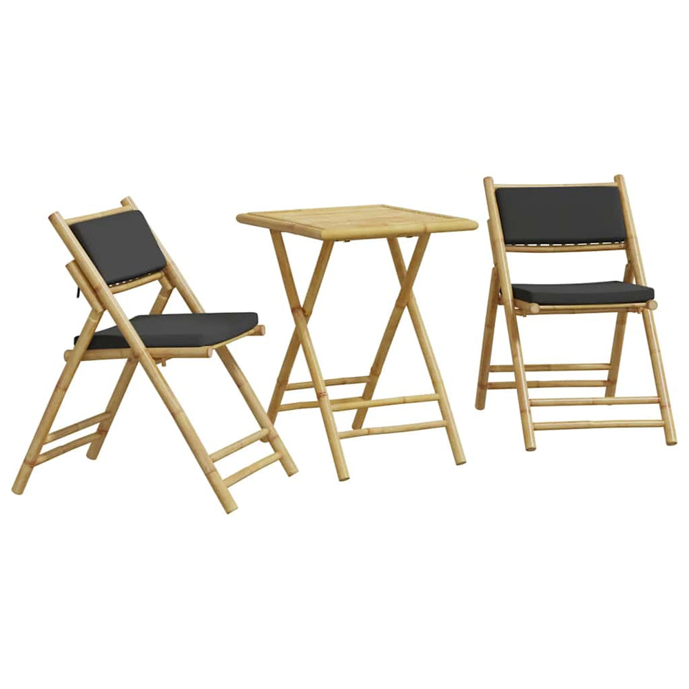 Set De Bistro Pliabil, 3 Piese, Cu Perne , Bambus