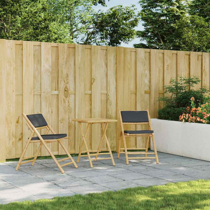 Set De Bistro Pliabil, 3 Piese, Cu Perne , Bambus