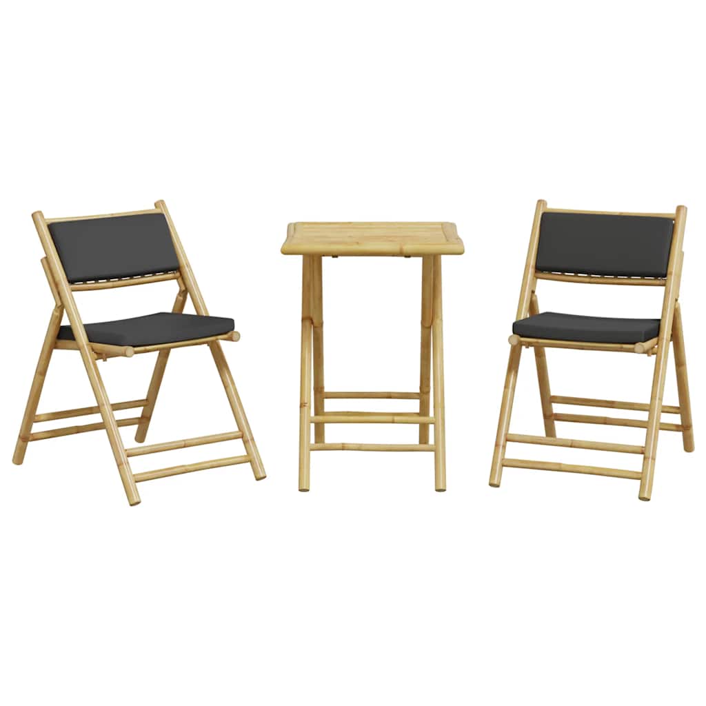 Set De Bistro Pliabil, 3 Piese, Cu Perne , Bambus
