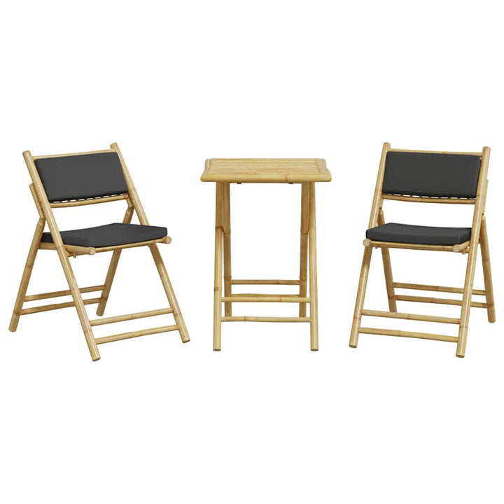 Set De Bistro Pliabil, 3 Piese, Cu Perne , Bambus