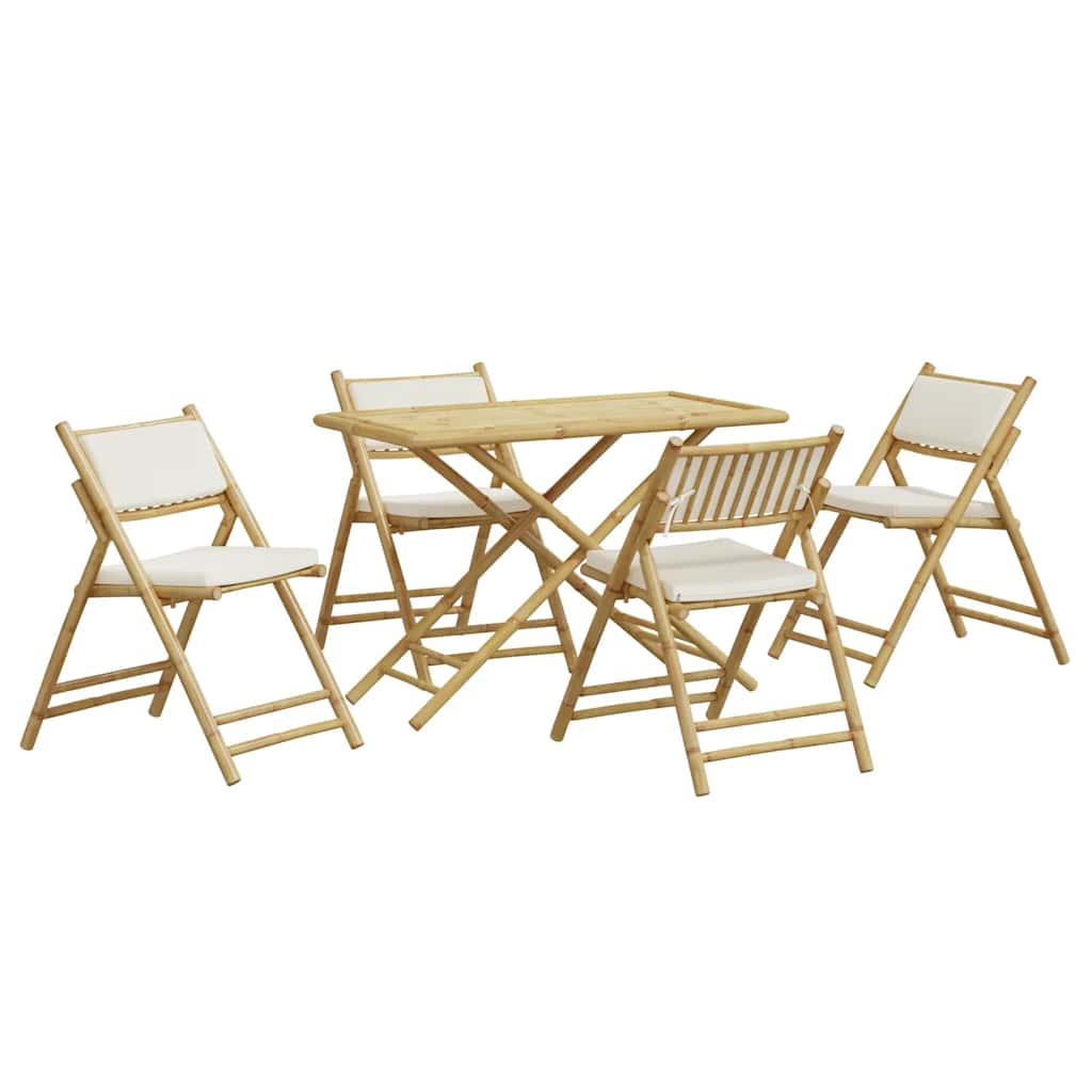 Set De Bistro Pliabil, 5 Piese, Cu Perne , Bambus