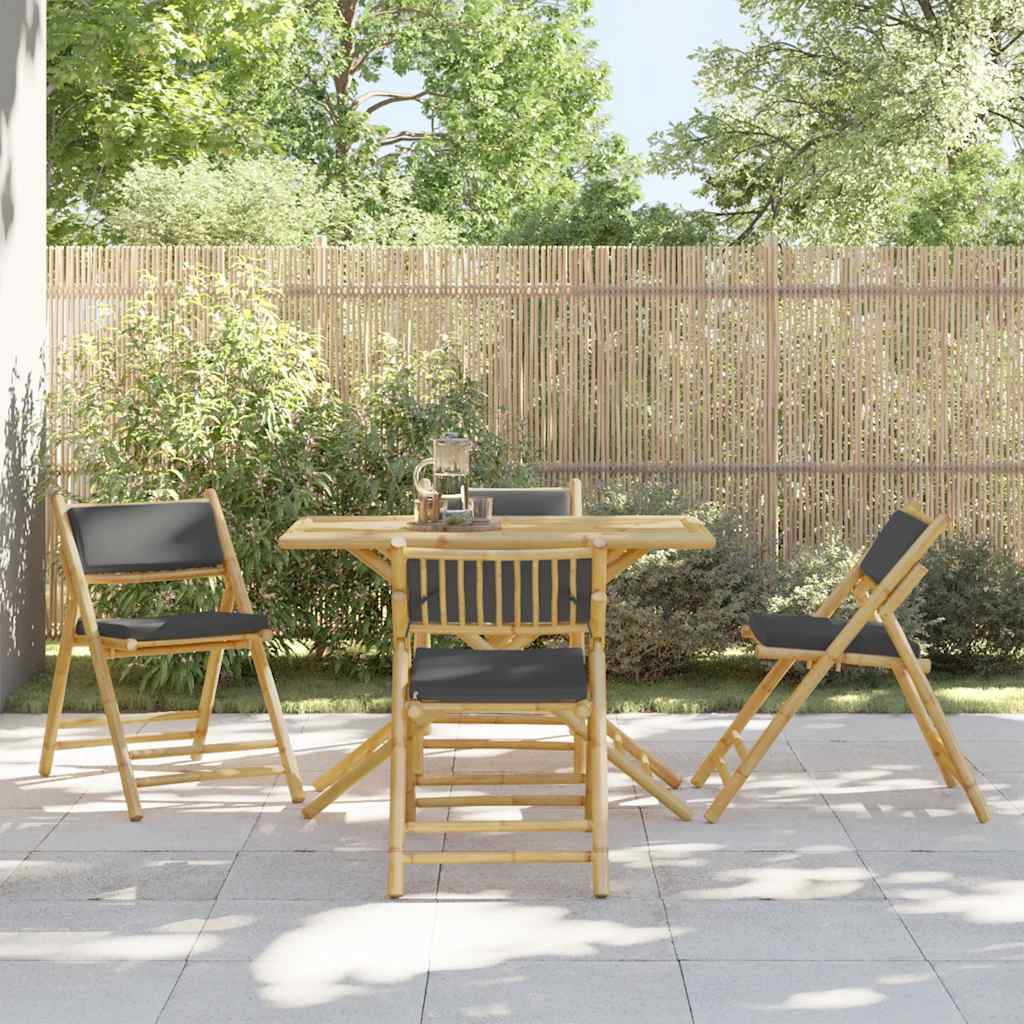 Set De Bistro Pliabil, 5 Piese, Cu Perne , Bambus