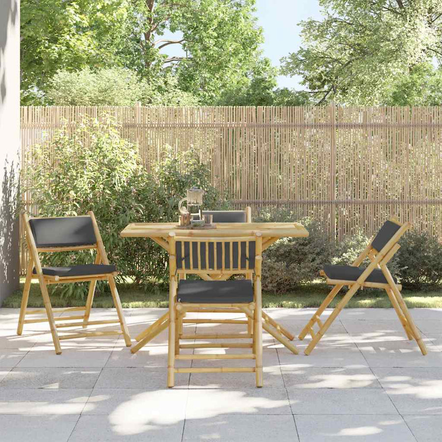 Set De Bistro Pliabil, 5 Piese, Cu Perne , Bambus