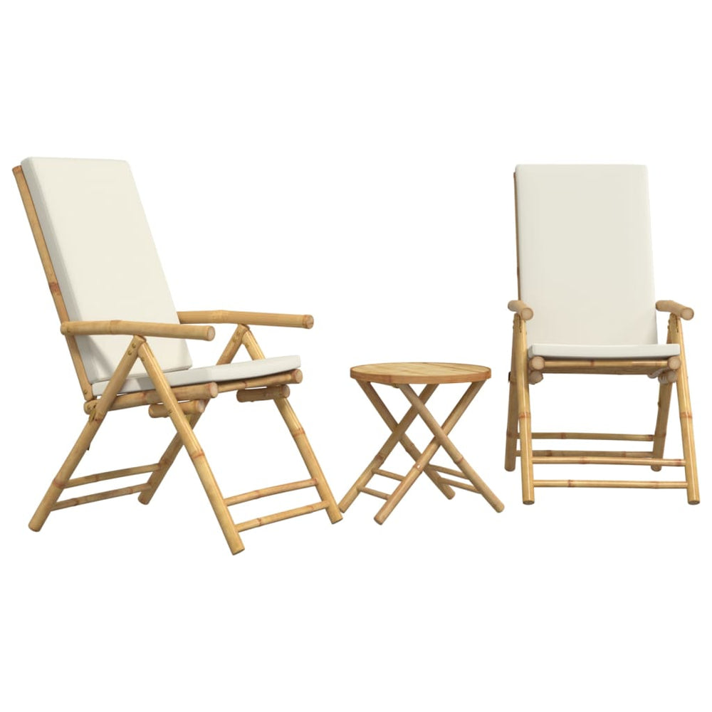 Set De Bistro Pliabil, 3 Piese, Cu Perne , Bambus