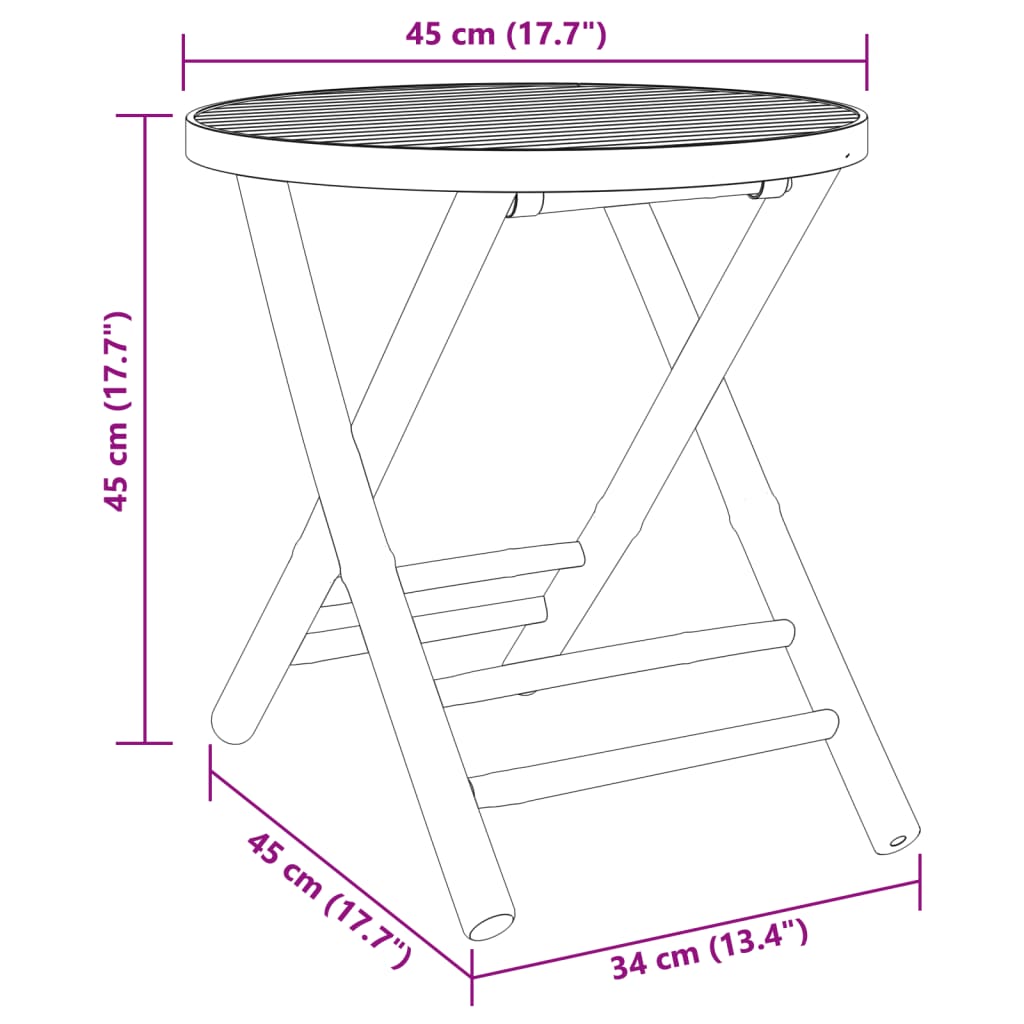 Set De Bistro Pliabil, 3 Piese, Cu Perne , Bambus