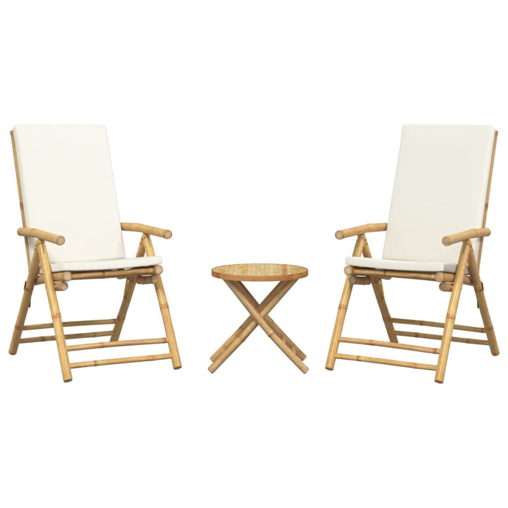 Set De Bistro Pliabil, 3 Piese, Cu Perne , Bambus