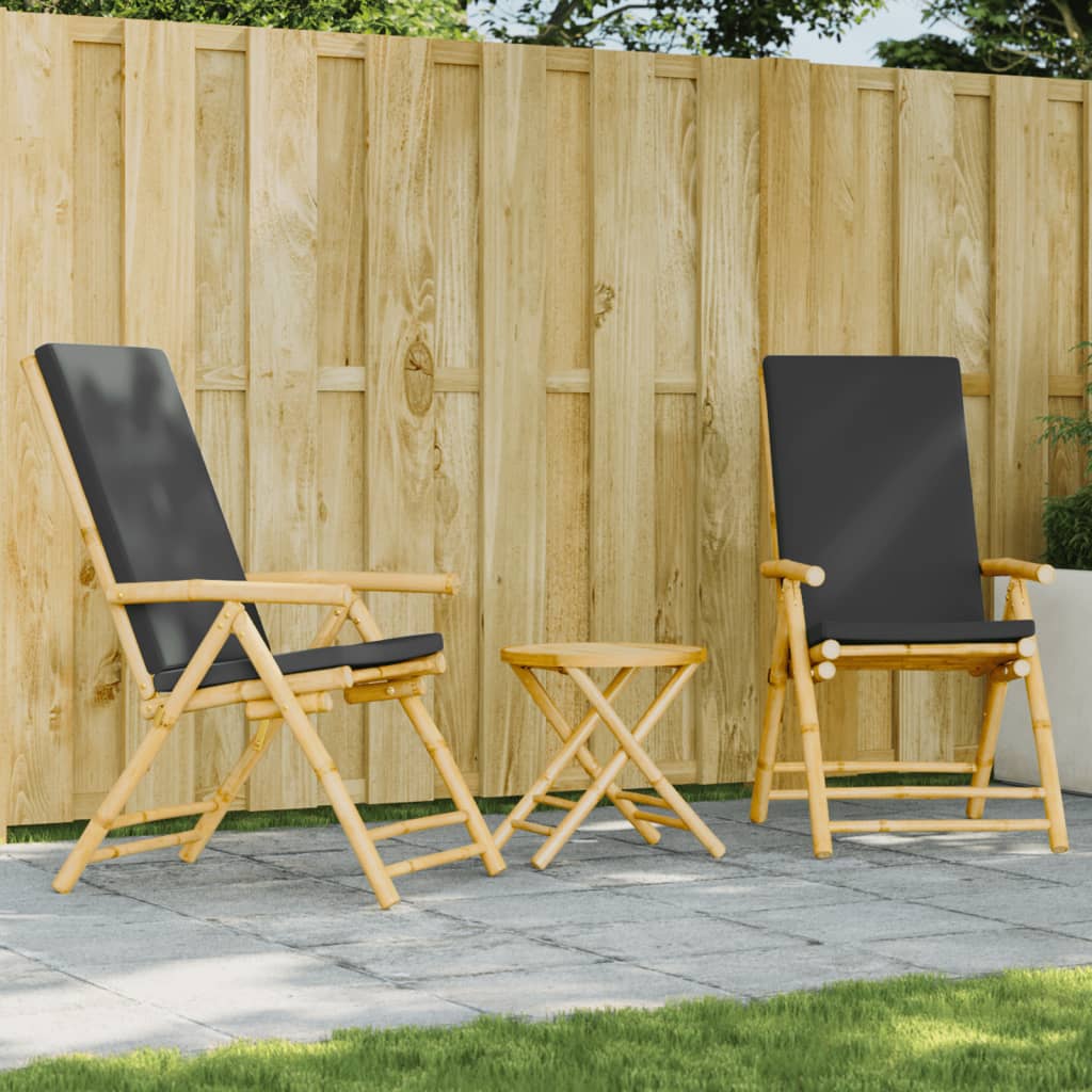 Set De Bistro Pliabil, 3 Piese, Cu Perne , Bambus