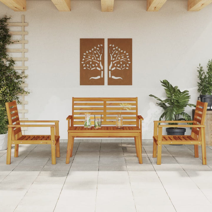 Set Mobilier De Grădină Cu Perne, 3 Piese, Lemn Masiv Acacia