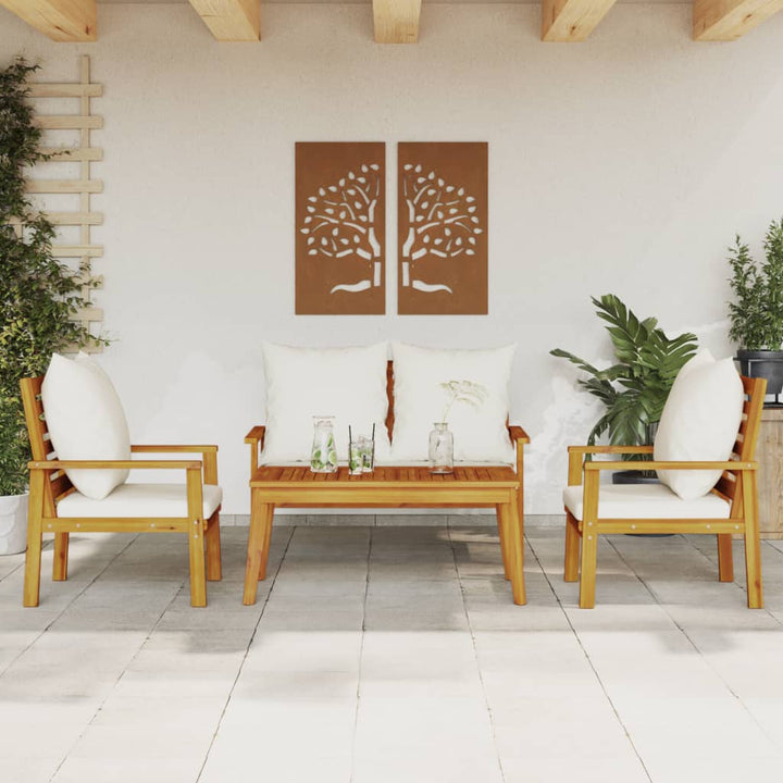 Set Mobilier De Grădină Cu Perne, 3 Piese, Lemn Masiv Acacia