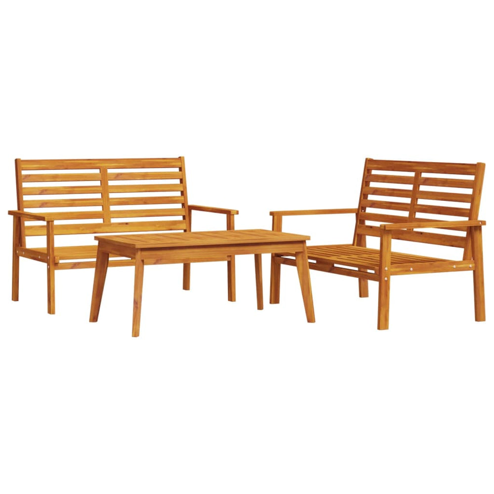 Set Mobilier De Grădină Cu Perne, 3 Piese, Lemn Masiv Acacia