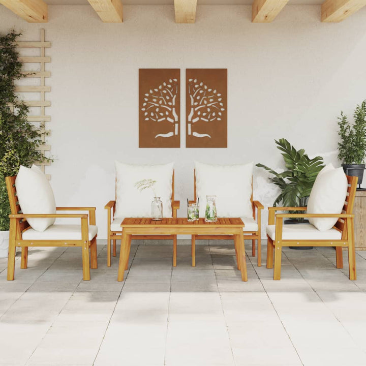 Set Mobilier De Grădină Cu Perne, 3 Piese, Lemn Masiv Acacia
