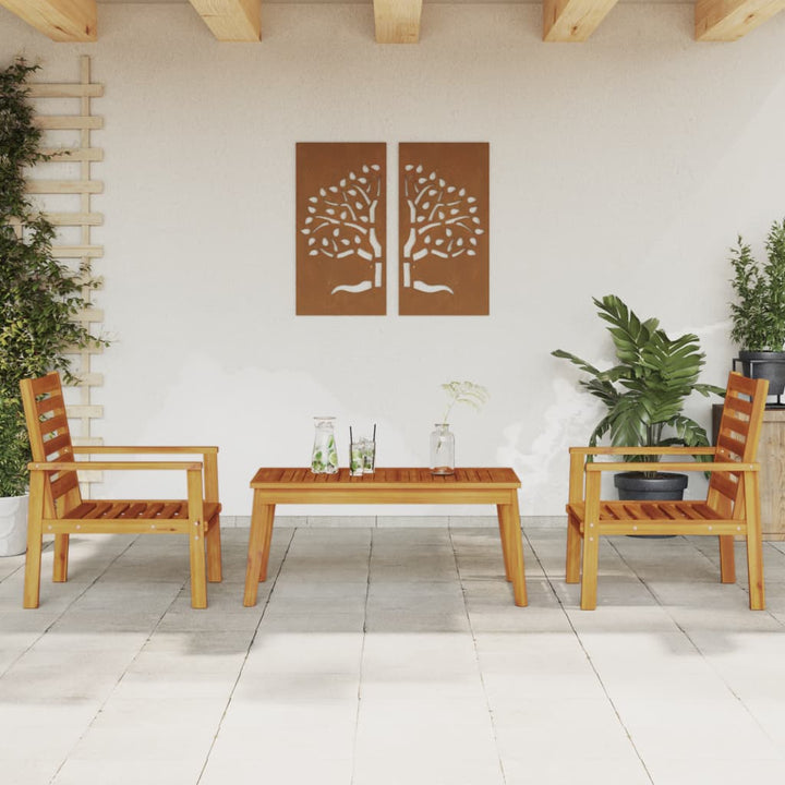 Set Mobilier De Grădină Cu Perne, 3 Piese, Lemn Masiv Acacia