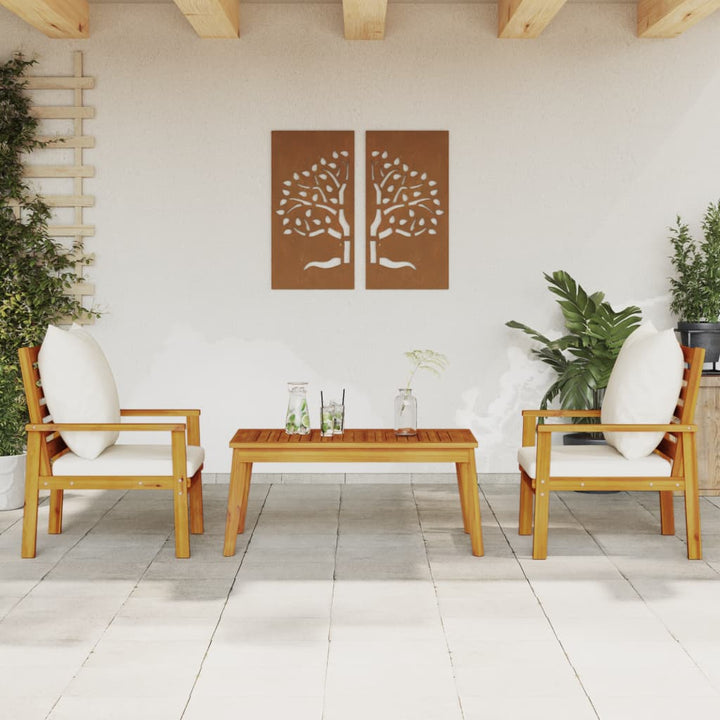 Set Mobilier De Grădină Cu Perne, 3 Piese, Lemn Masiv Acacia