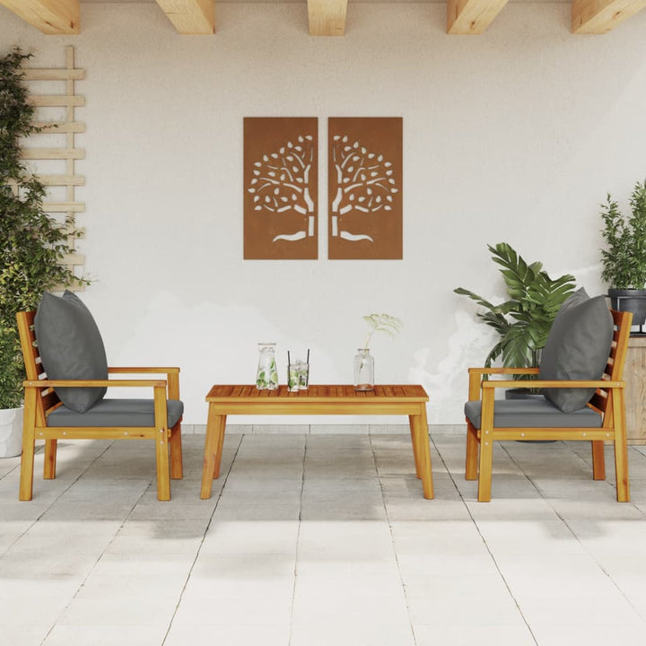 Set Mobilier De Grădină Cu Perne, 3 Piese, Lemn Masiv Acacia