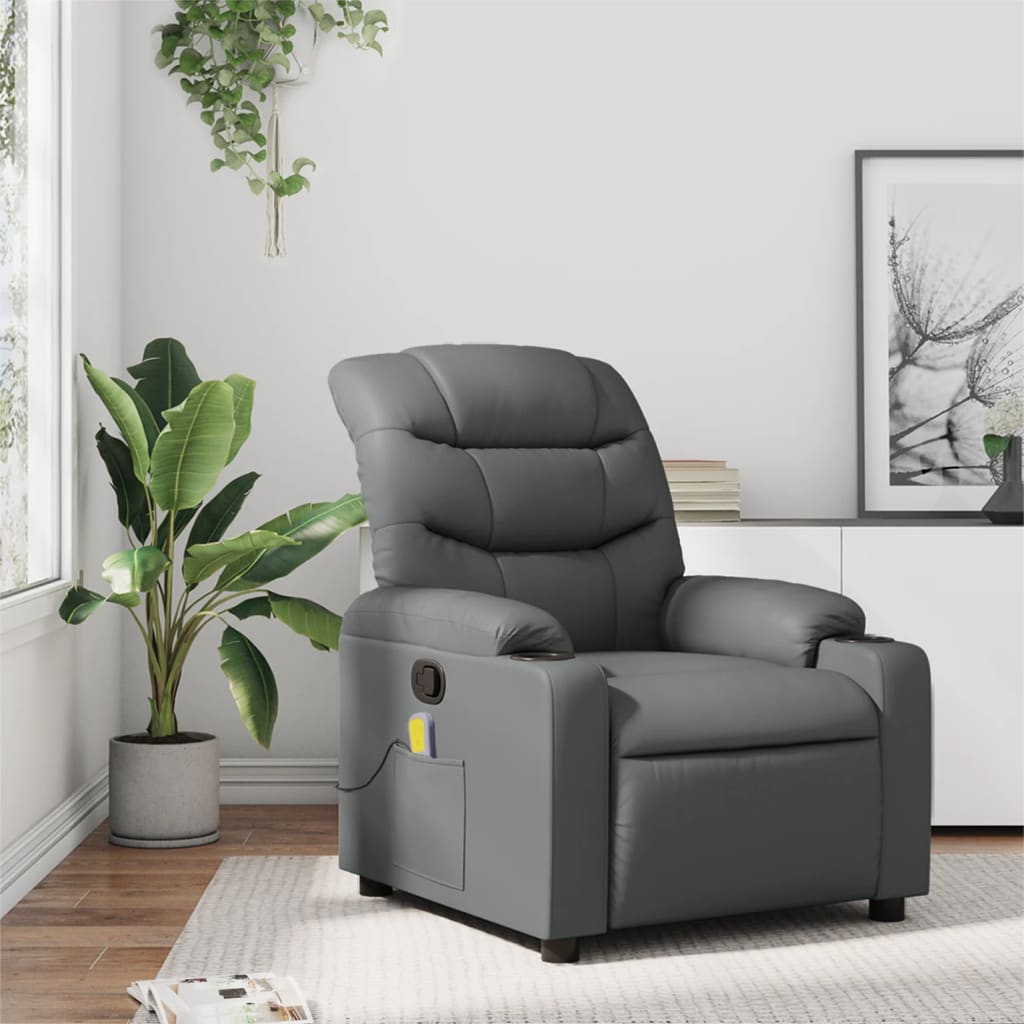 Vixl Fotoliu Electric Masaj Rabatabil, , Piele Ecologică
