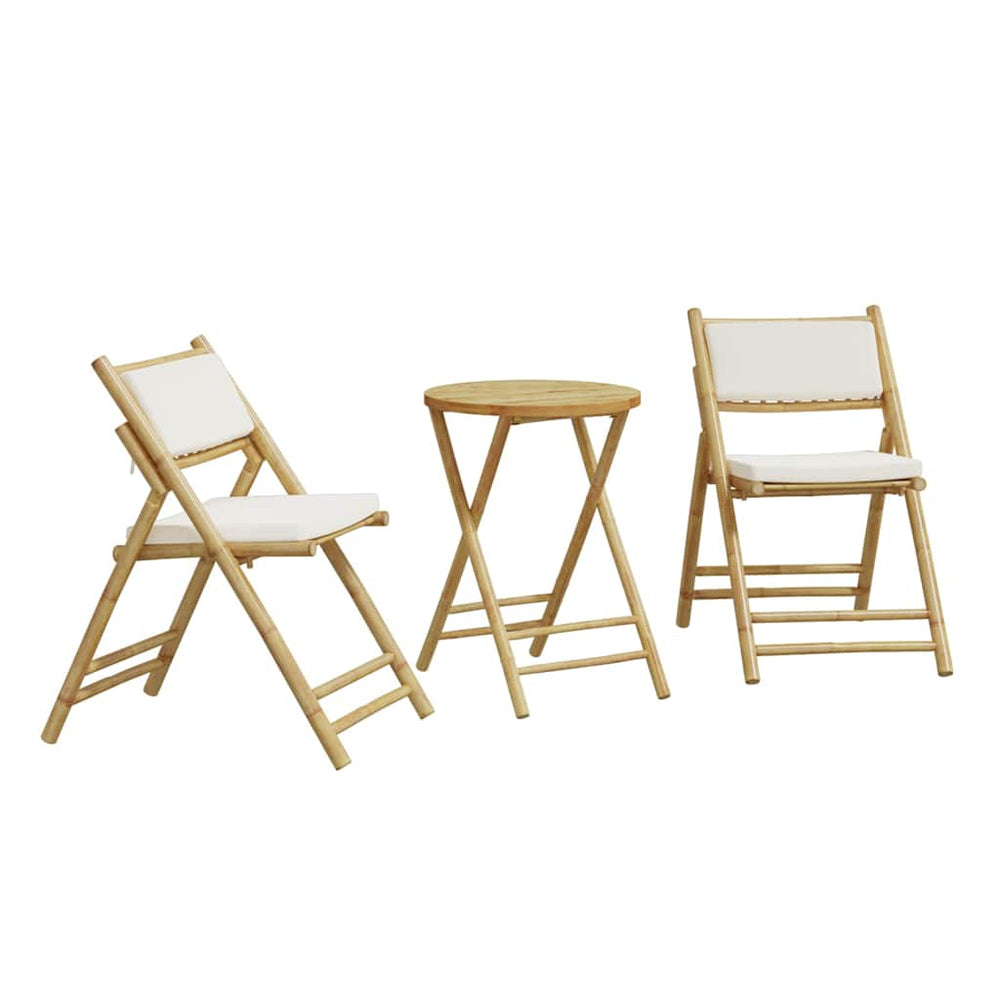 Set De Bistro Pliabil, 3 Piese, Cu Perne , Bambus