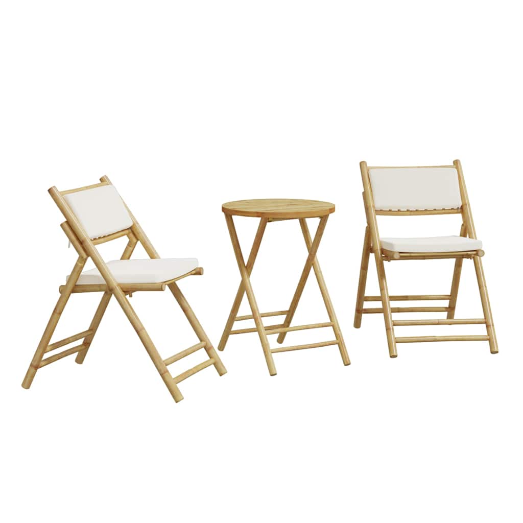 Set De Bistro Pliabil, 3 Piese, Cu Perne , Bambus