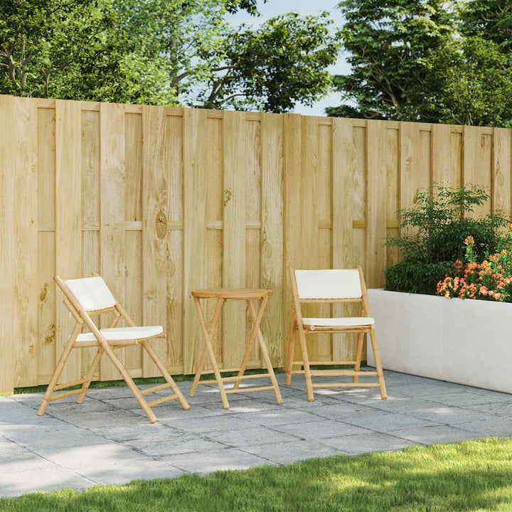 Set De Bistro Pliabil, 3 Piese, Cu Perne , Bambus