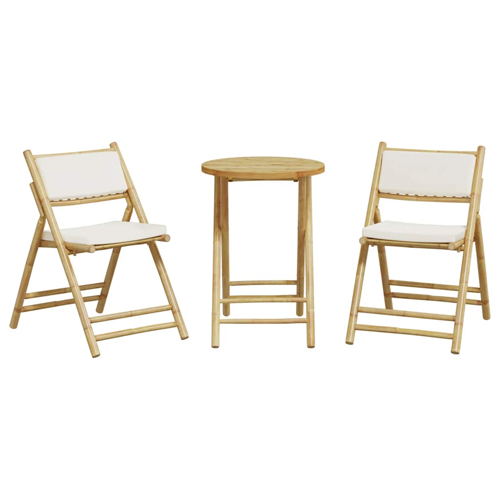 Set De Bistro Pliabil, 3 Piese, Cu Perne , Bambus
