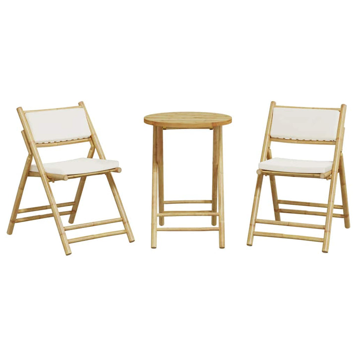 Set De Bistro Pliabil, 3 Piese, Cu Perne , Bambus