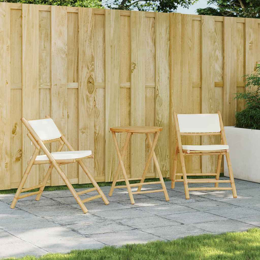 Set De Bistro Pliabil, 3 Piese, Cu Perne , Bambus