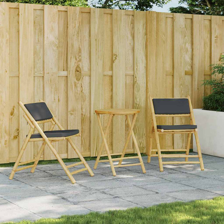 Set De Bistro Pliabil, 3 Piese, Cu Perne , Bambus
