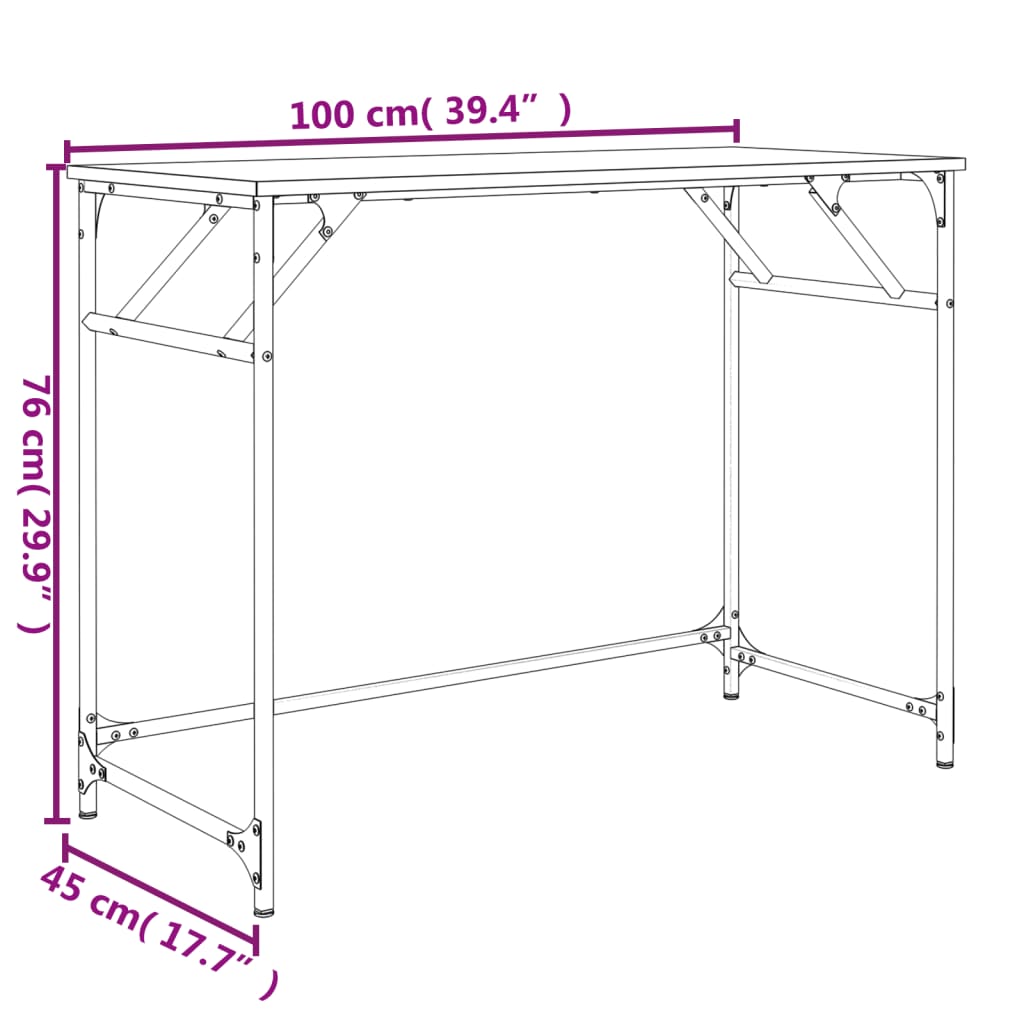 Birou 100X45X76Cm Lemn Compozit/Oțel Vopsit Electrostatic
