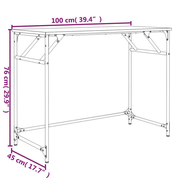 Birou 100X45X76Cm Lemn Compozit/Oțel Vopsit Electrostatic