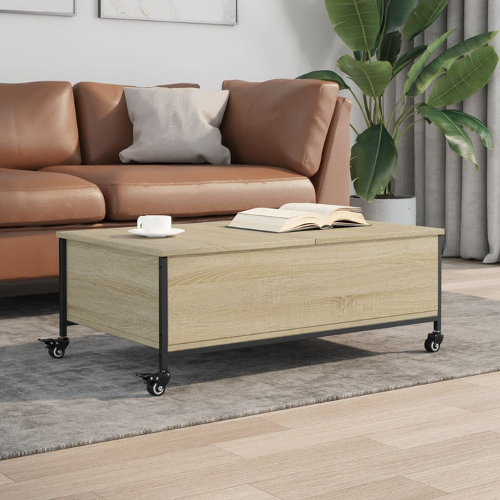 Măsuță Cafea Cu Roți 91X55X34 Cm Lemn Prelucrat