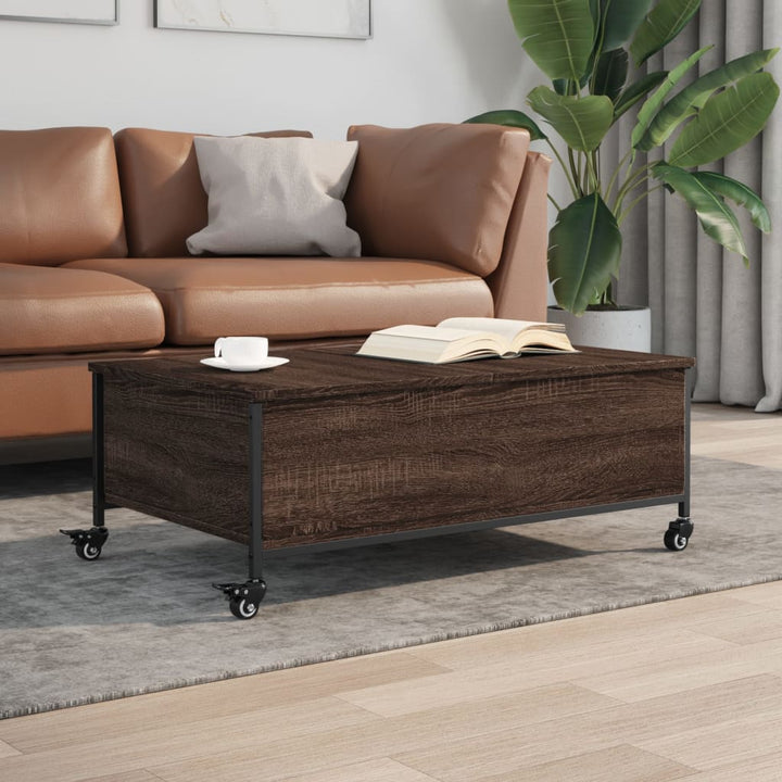 Măsuță Cafea Cu Roți 91X55X34 Cm Lemn Prelucrat