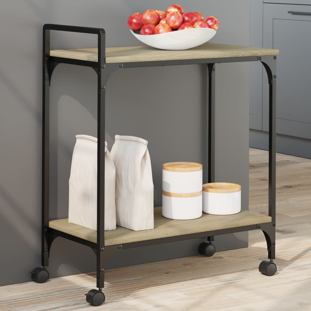 Cărucior De Bucătărie Stejar Fumuriu60,5X31X72,5Cm Lemnprelucrat
