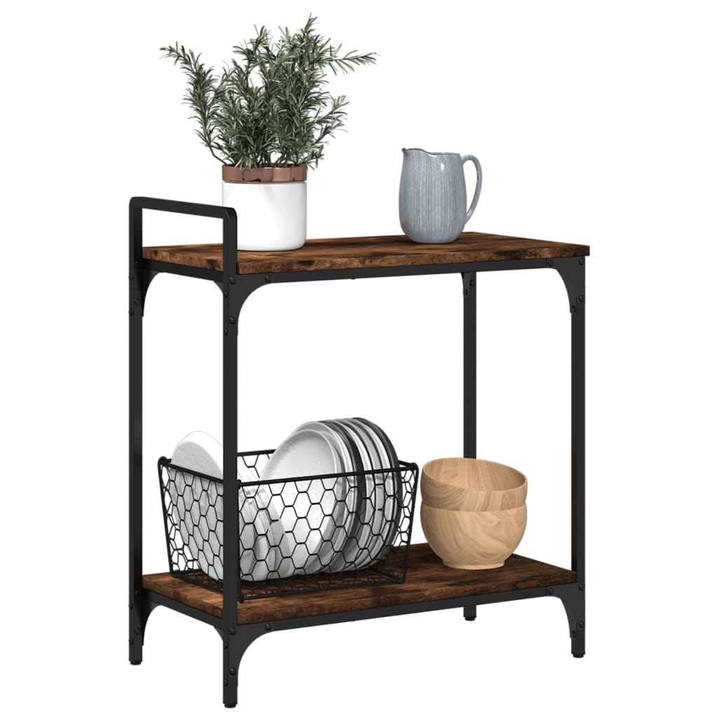 Cărucior De Bucătărie Stejar Fumuriu60,5X31X72,5Cm Lemnprelucrat