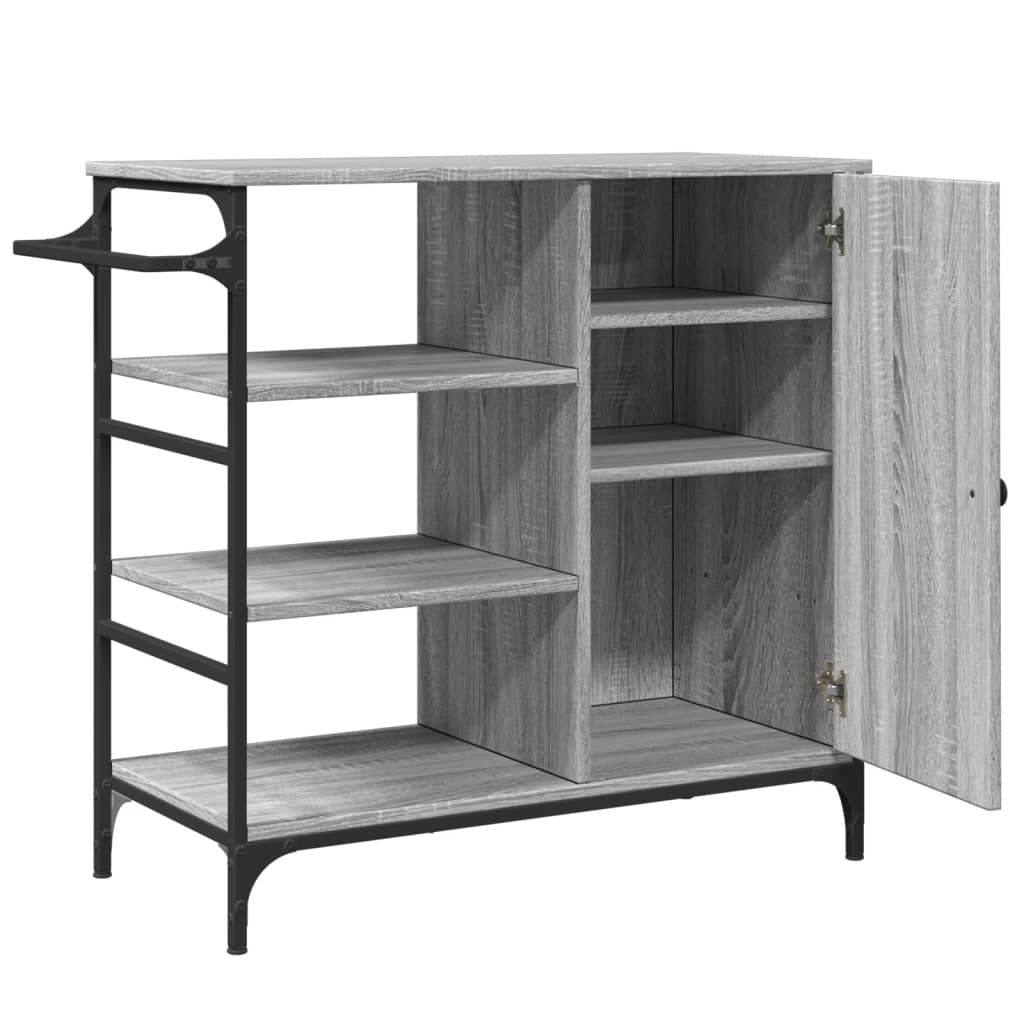 Cărucior De Bucătărie, Gri Sonoma87,5X38,5X84,5Cm Lemn Prelucrat
