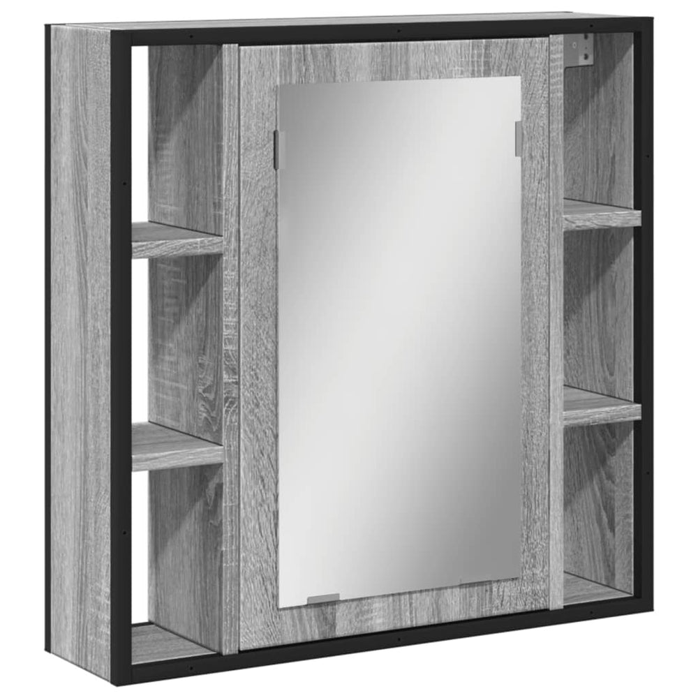 Dulap De Baie Cu Oglindă Gri Sonoma 60X16X60 Cm Lemn Compozit