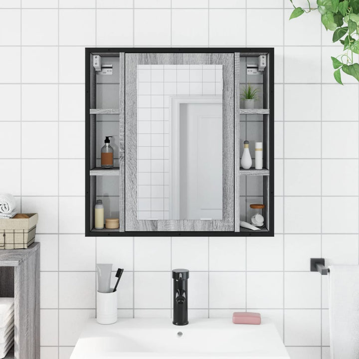 Dulap De Baie Cu Oglindă Gri Sonoma 60X16X60 Cm Lemn Compozit