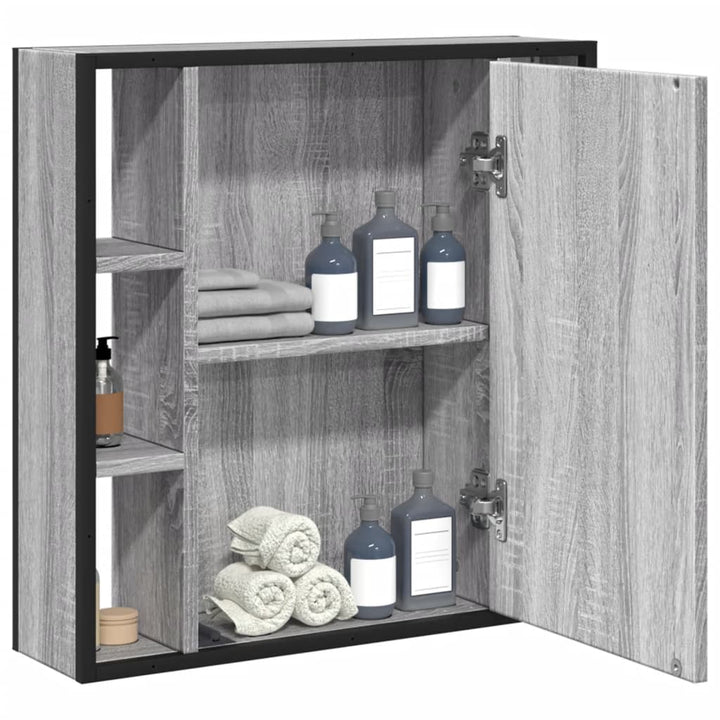Dulap De Baie Cu Oglindă Gri Sonoma 60X16X60 Cm Lemn Compozit