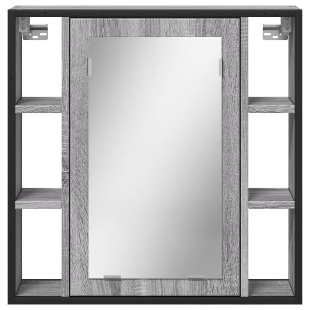 Dulap De Baie Cu Oglindă Gri Sonoma 60X16X60 Cm Lemn Compozit
