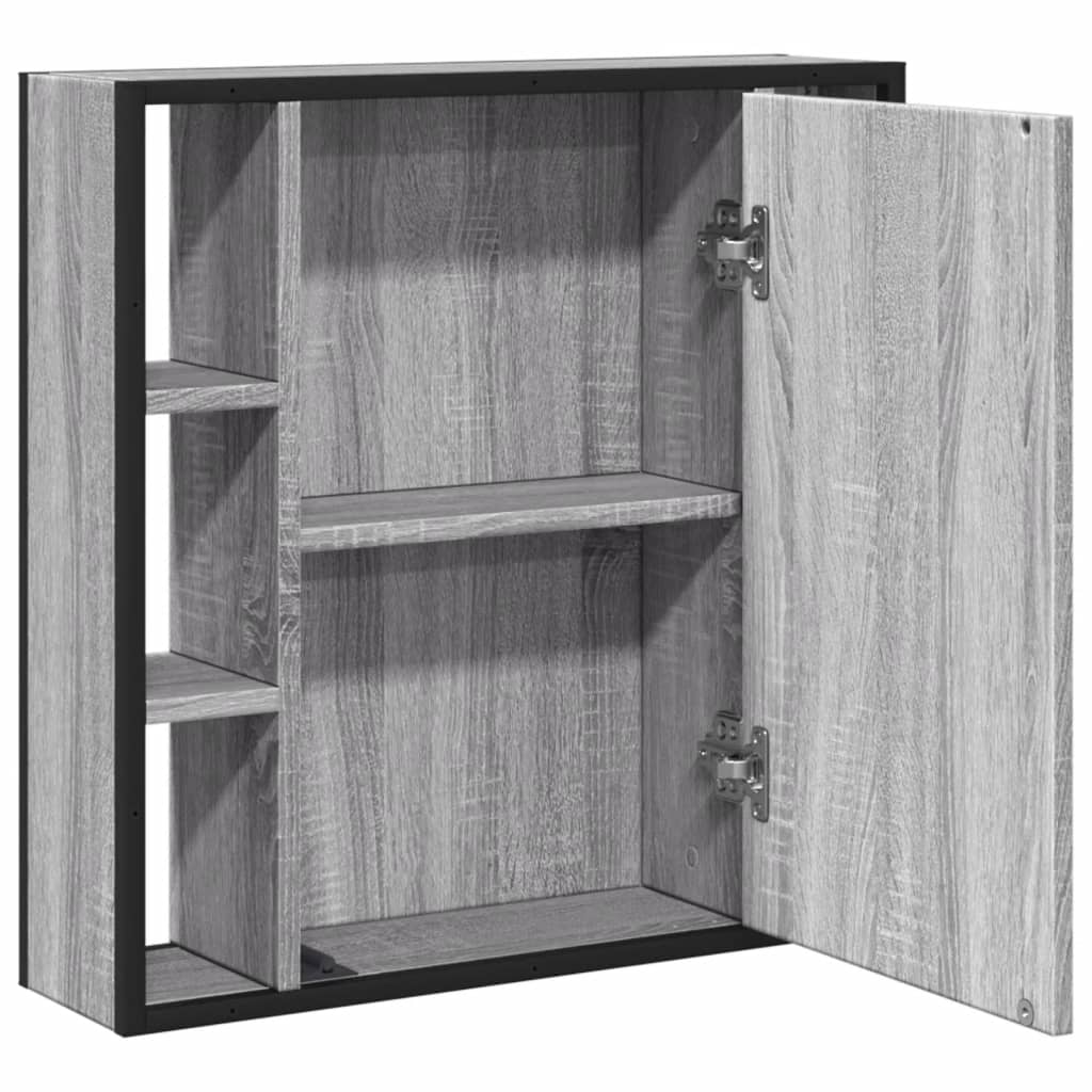 Dulap De Baie Cu Oglindă Gri Sonoma 60X16X60 Cm Lemn Compozit