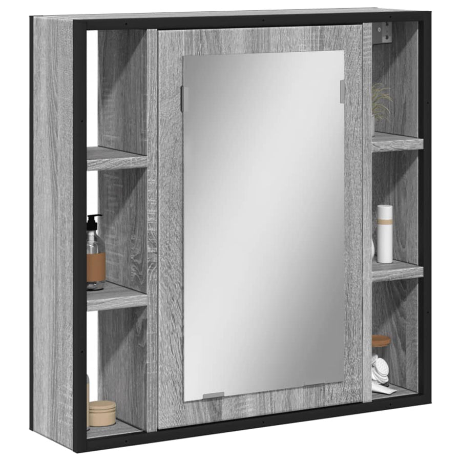 Dulap De Baie Cu Oglindă Gri Sonoma 60X16X60 Cm Lemn Compozit