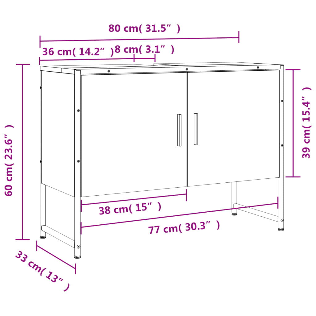 Dulap Chiuveta De Baie, , 80X33X60Cm Lemn Compozit