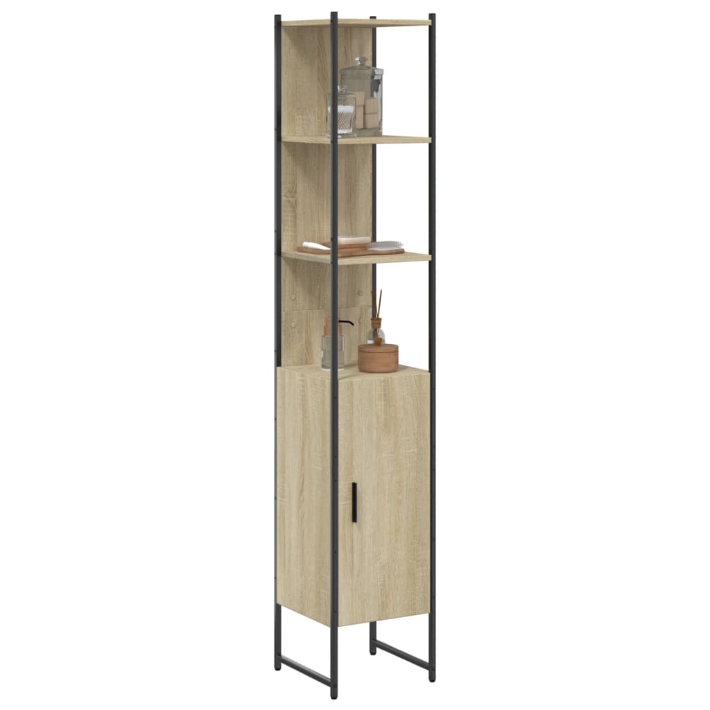 Dulap De Baie, Stejar Sonoma, 33X33X185,5 Cm, Lemn Prelucrat