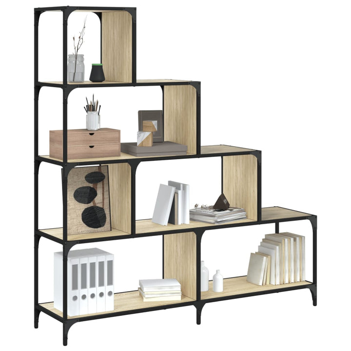 Bibliotecă Cu 4 Niveluri Gri Sonoma 139X33,5X149 Cm Lemn