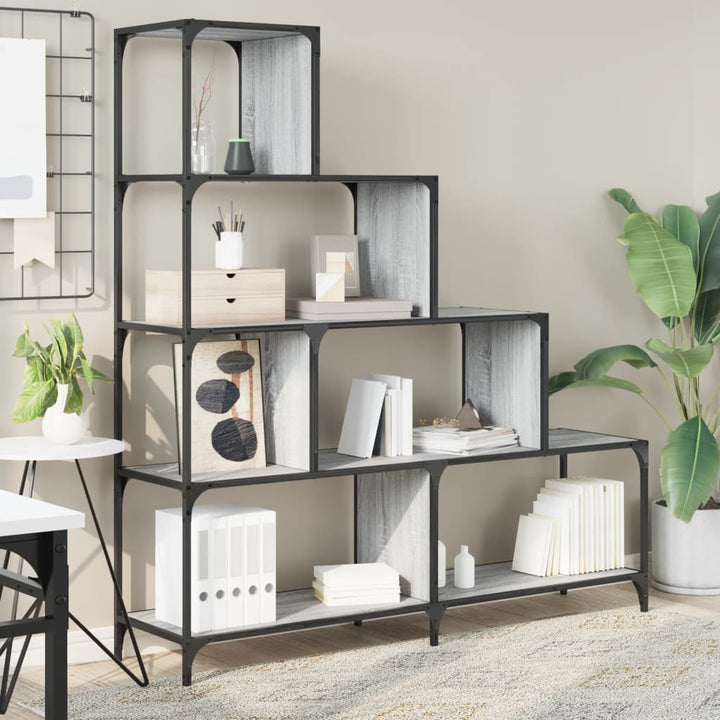 Bibliotecă Cu 4 Niveluri Gri Sonoma 139X33,5X149 Cm Lemn