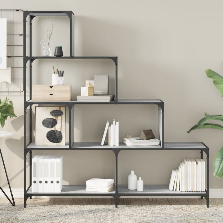 Bibliotecă Cu 4 Niveluri Gri Sonoma 139X33,5X149 Cm Lemn