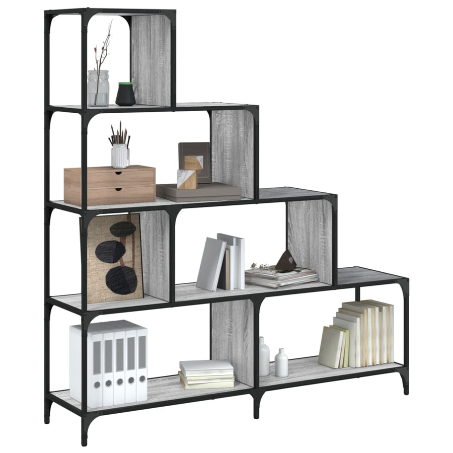 Bibliotecă Cu 4 Niveluri Gri Sonoma 139X33,5X149 Cm Lemn