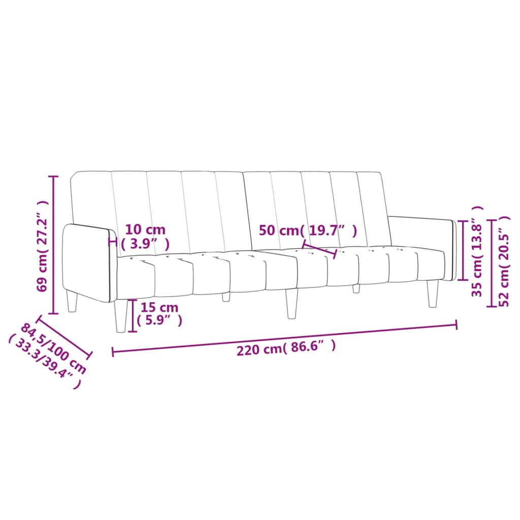 Canapea Extensibilă Cu 2 Locuri, , Material Textil