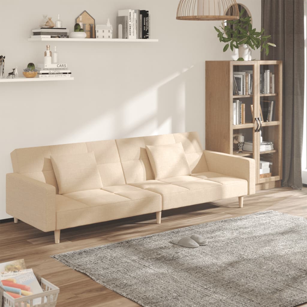 Canapea Extensibilă Cu 2 Locuri, 2 Perne, , Textil