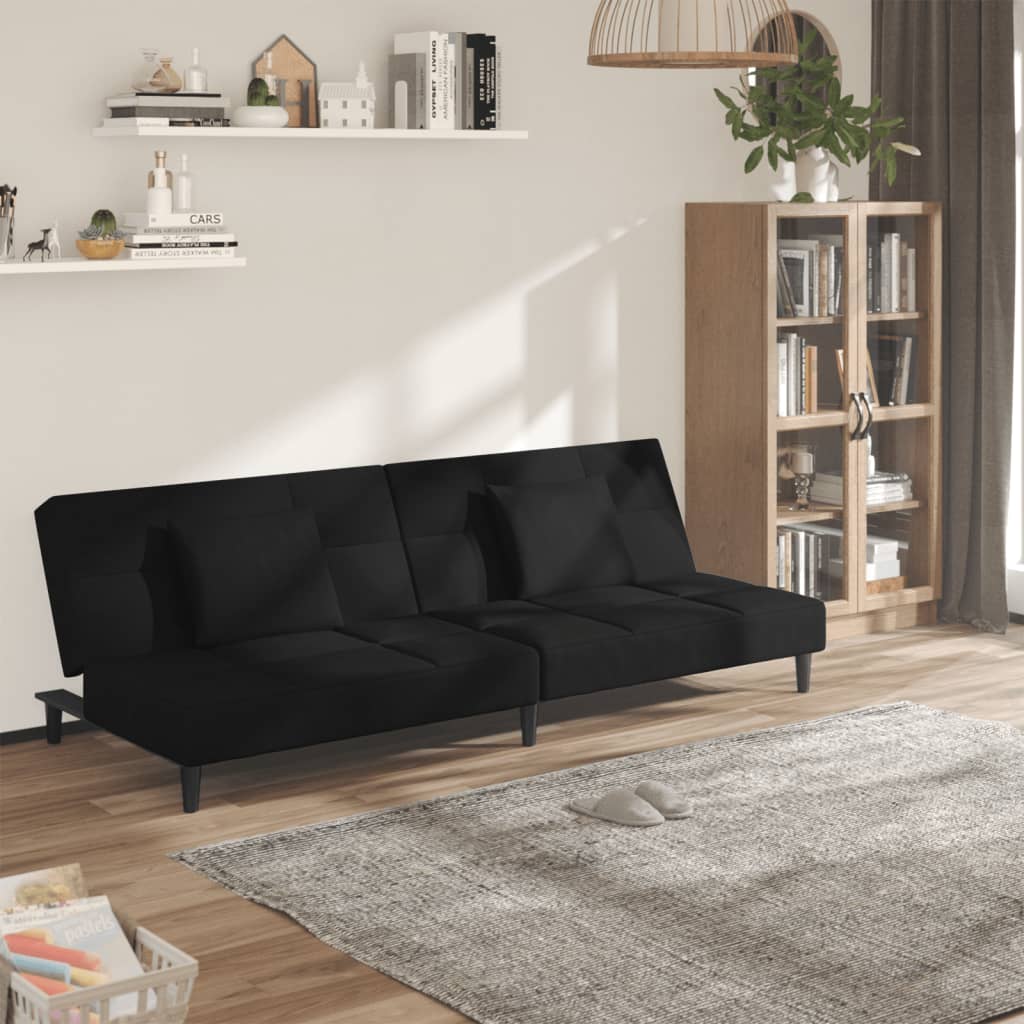 Canapea Extensibilă Cu 2 Locuri, 2 Perne, Catifea